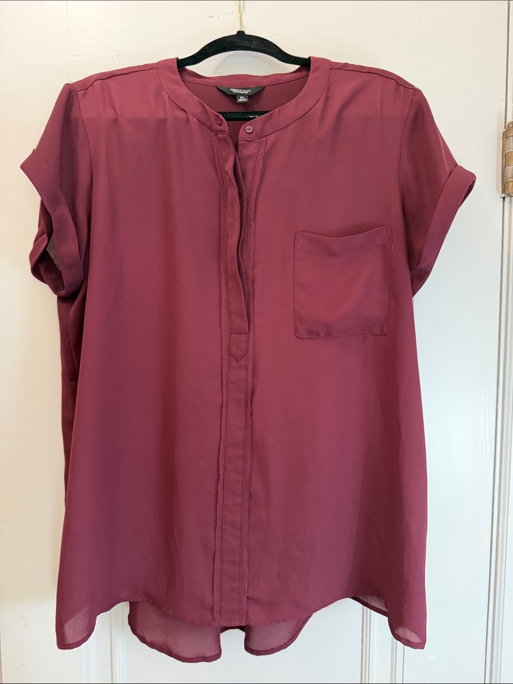 Simply Vera Vera Wang Short Sleeve Pocket Blouse - Wine